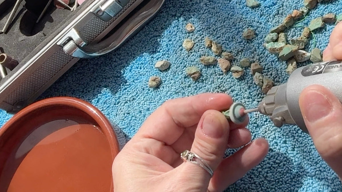 Drilling a natural stone bead by hand — Pearl Art Nature handmade jewellery process