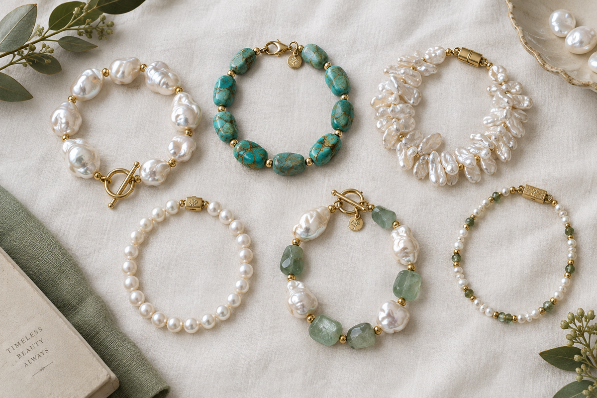 Gemstone and pearl bracelets for women over 50 — elegant designs with flattering proportions and easy-to-use clasps