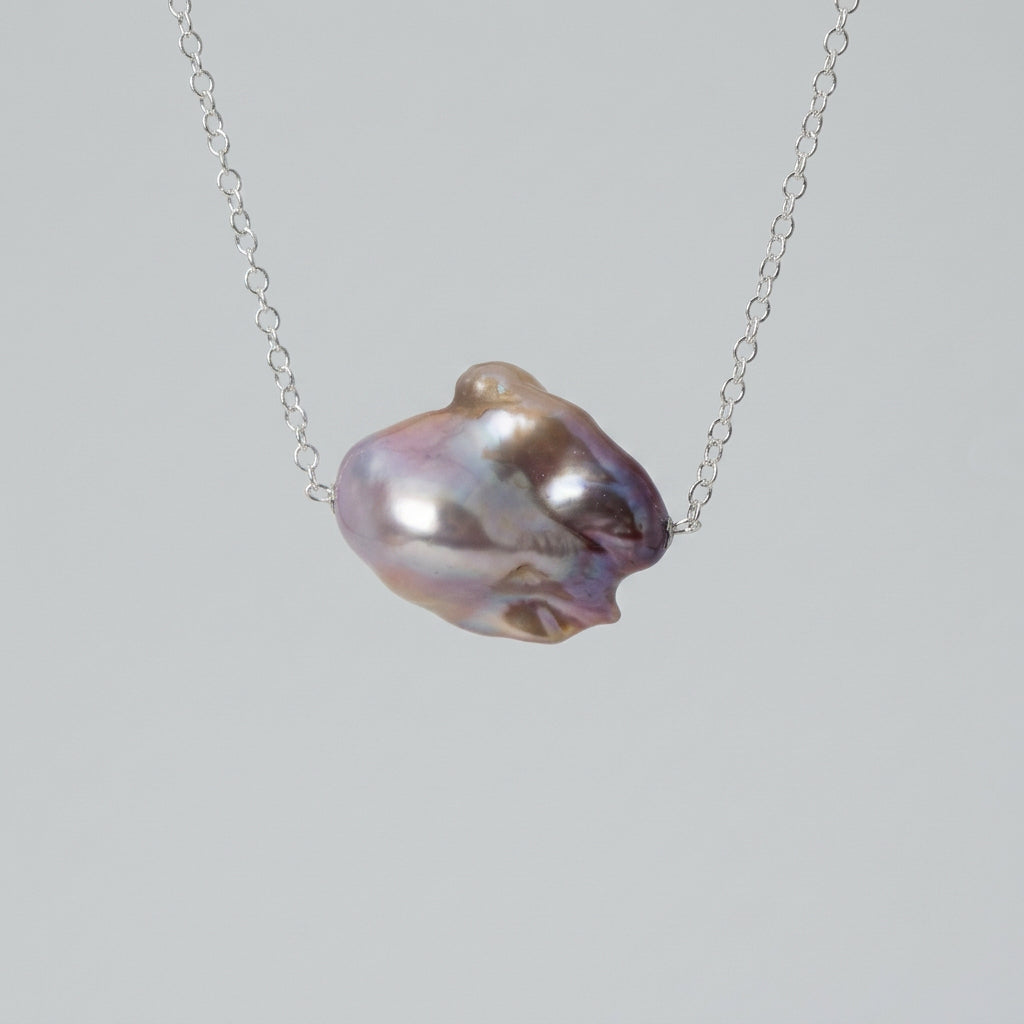 Lavender Keshi Pearl Necklace in Sterling Silver