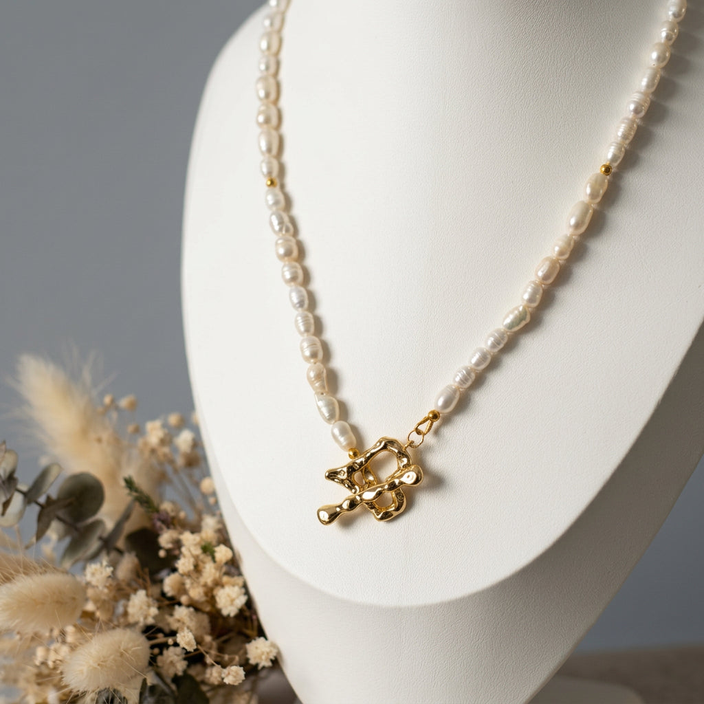 60-Pearl Heart Toggle Baroque Pearl Wellness Necklace