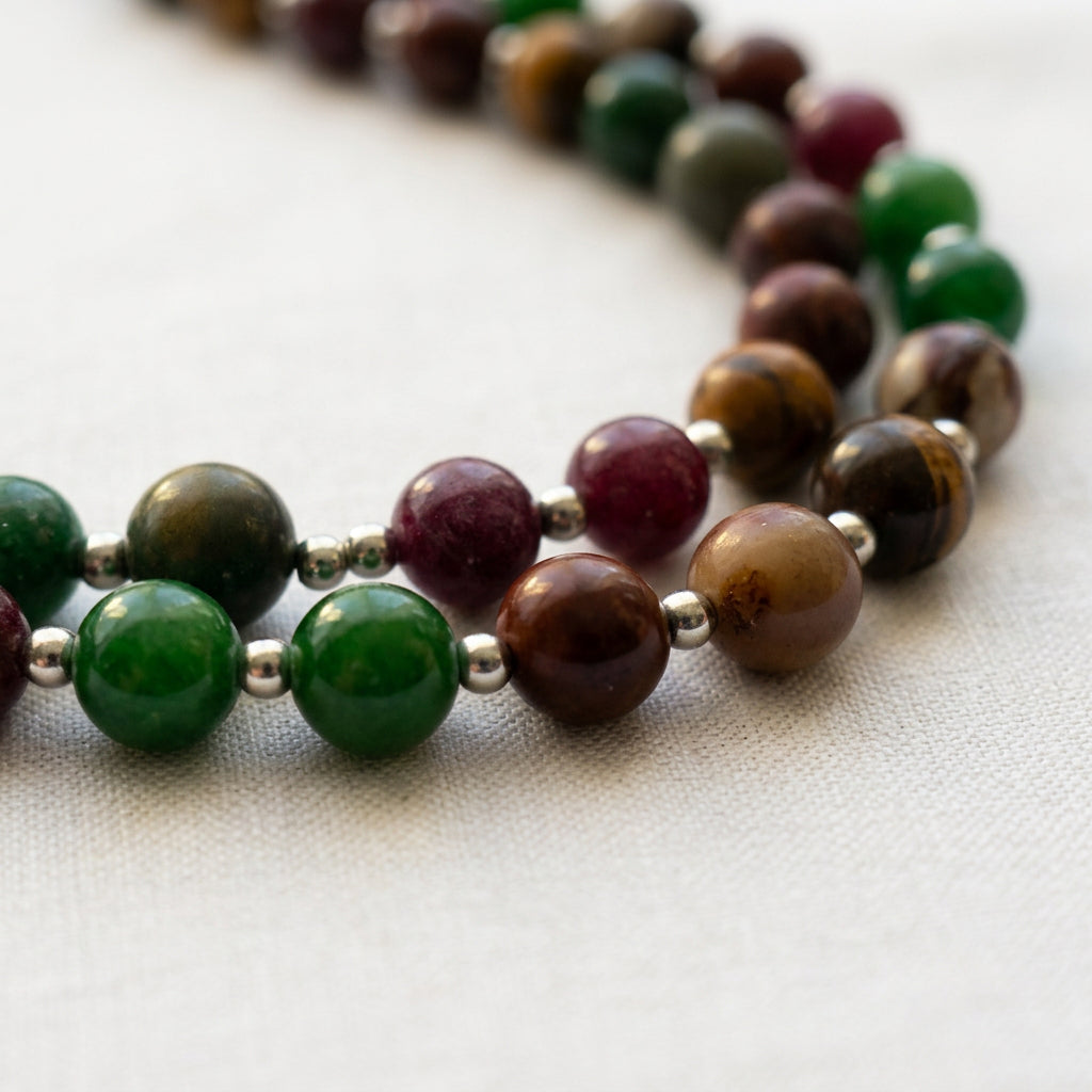 Green Jade, Red Jasper & Garnet Wellness Necklace