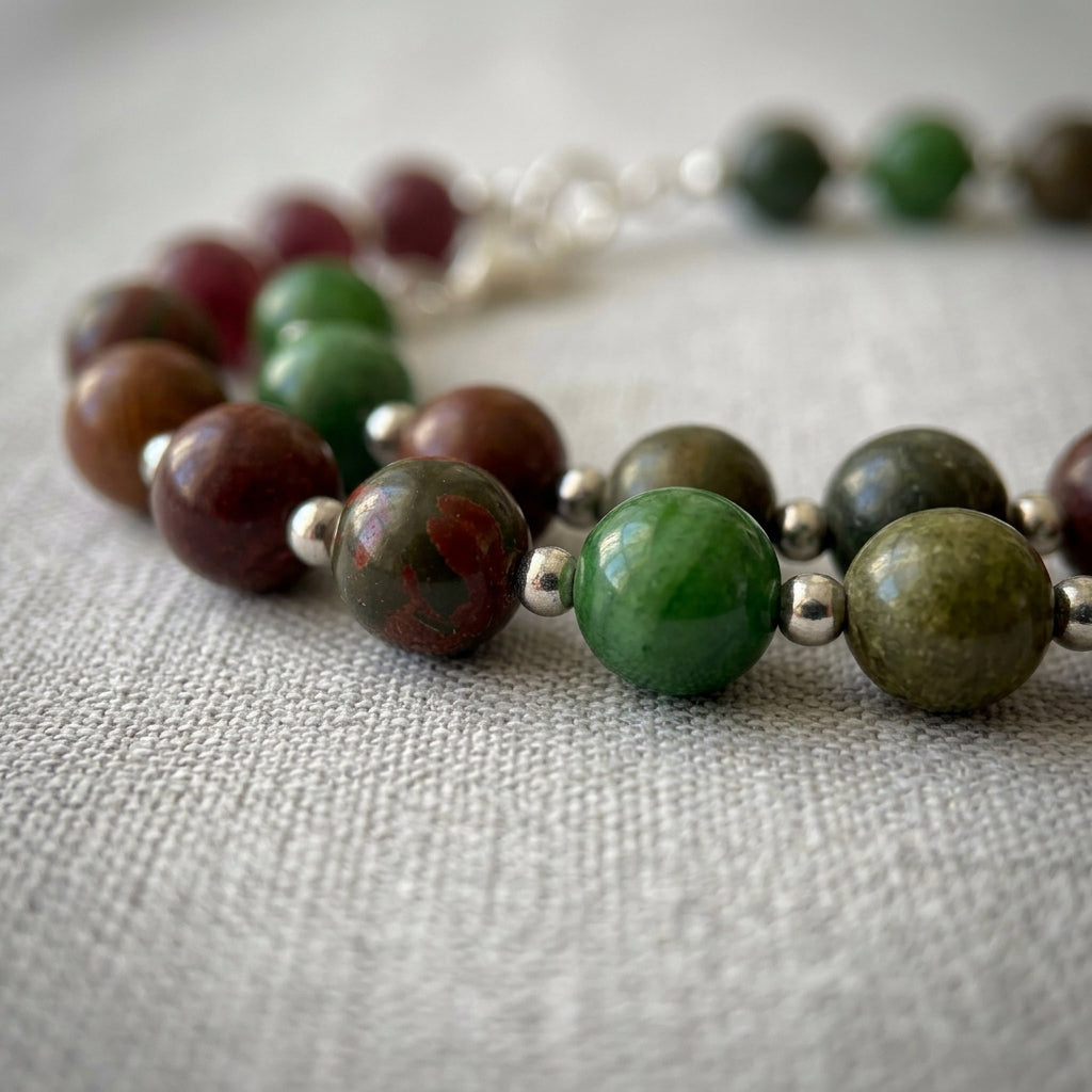 Green Jade, Red Jasper & Garnet Wellness Necklace