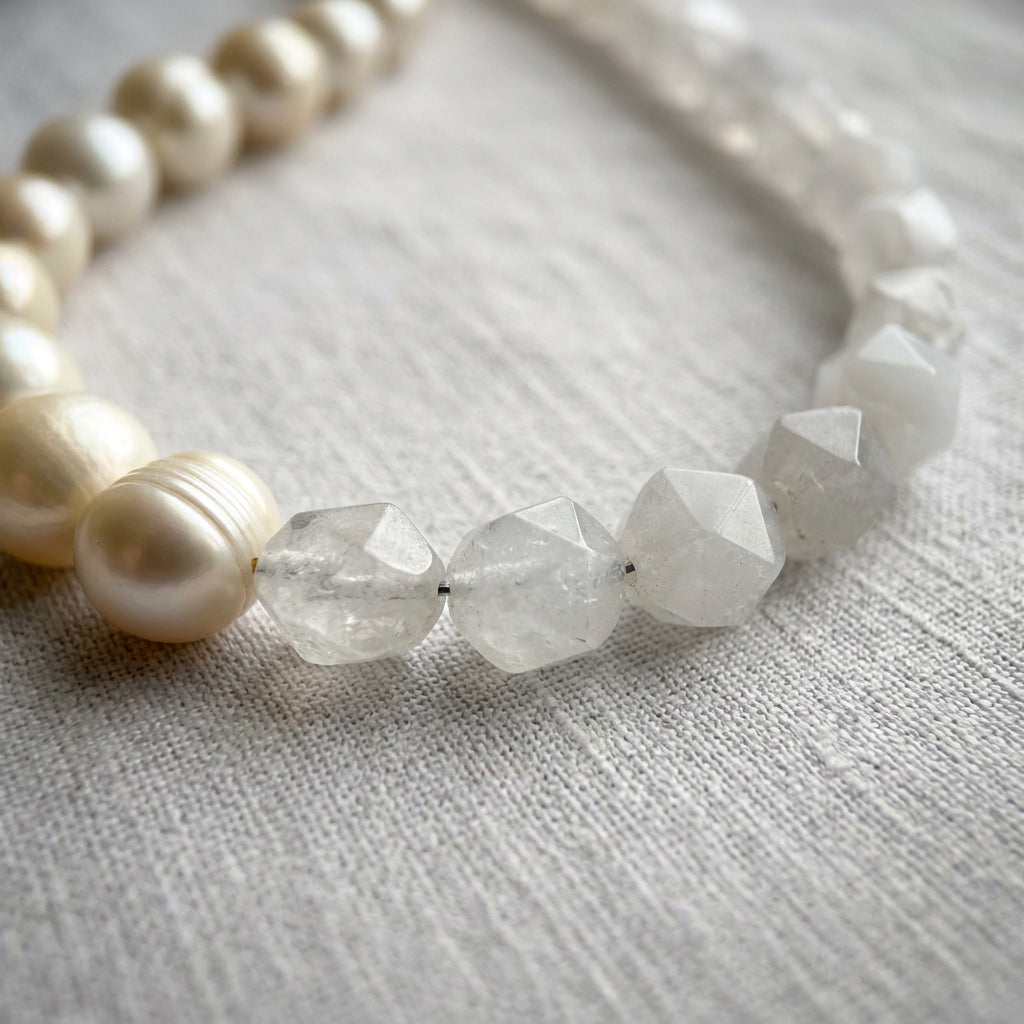 Baroque Pearl & Clear Quartz Wellness Bracelet