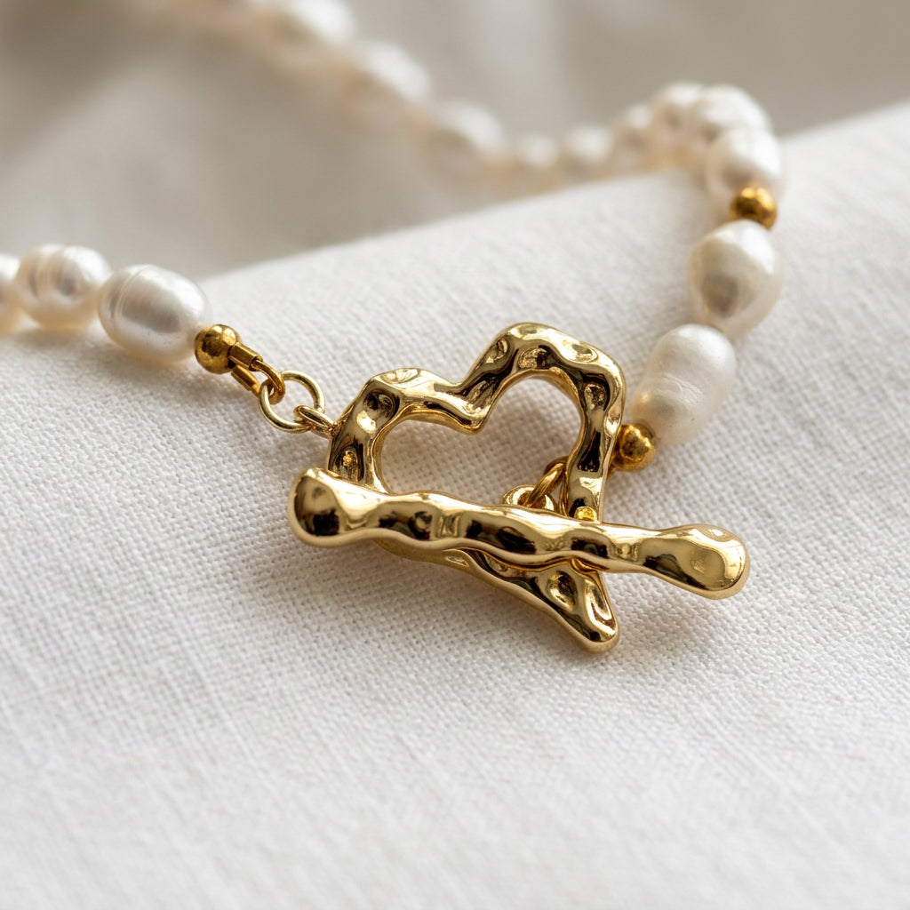 60-Pearl Heart Toggle Baroque Pearl Wellness Necklace